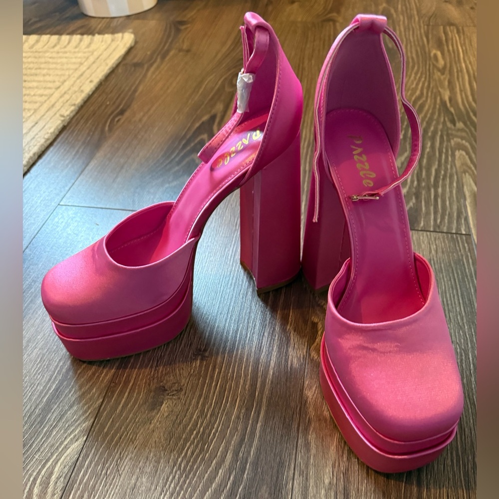 Pink Platform Ankle-Strap High Heels